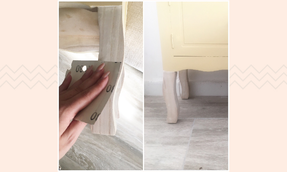 Como restaurar un mueble: combina los colores utilizando otro tono en las patas como restaurar un mueble