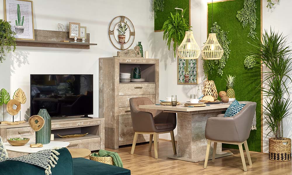 Salón NATURE ambientado con la tendencia SUMER GARDEN Salón NATURE ambientado con la tendencia SUMER GARDEN