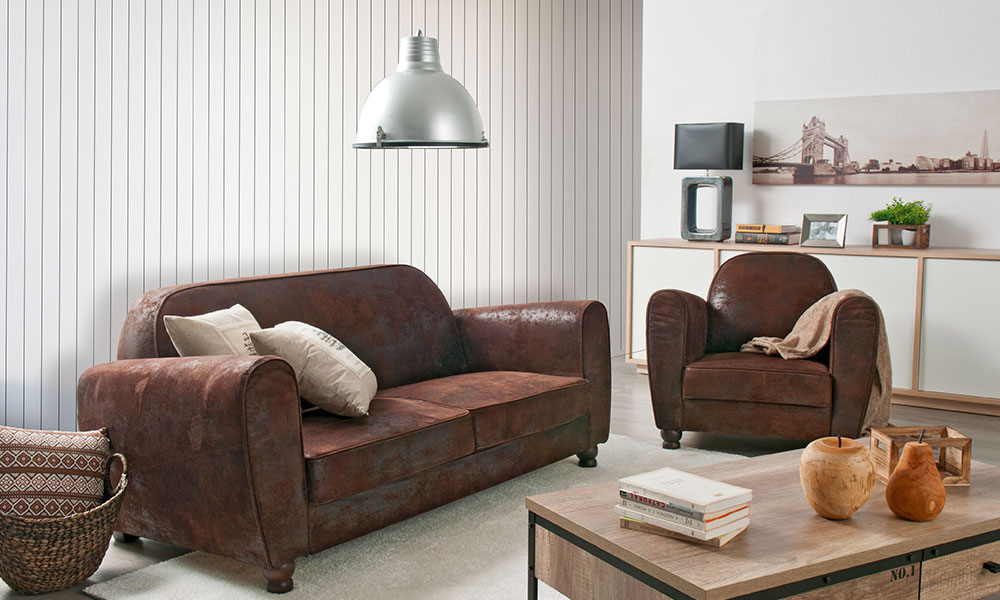 El aspecto usado de la piel del sofá CLAMM será la envidia de tus invitados muebles boho