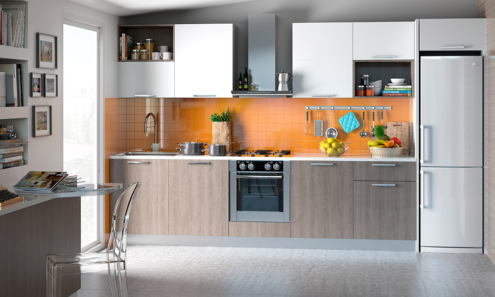 Con la cocina en línea con los electrodomésticos integrados te quedará muy sencillo y práctico amueblar cocina