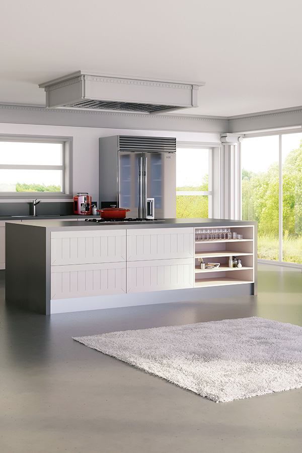 Cocina en paralelo con una isla amueblar cocina