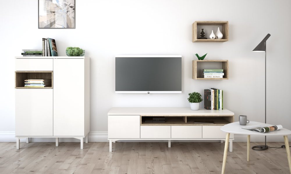 Colección salón URBAN de estilo nórdico y líneas rectas decoraciones para salones cuadrados