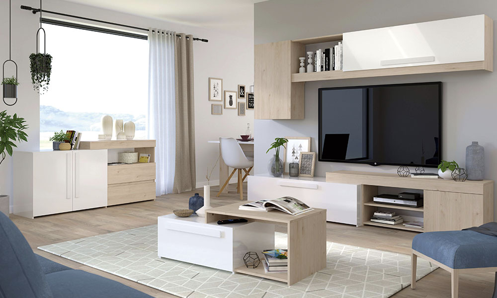 En ocasiones, el mueble del salón aporta suficiente personalidad como pra no recargarlo con decoración, como el modelo CONNECT salones clasicos actuales