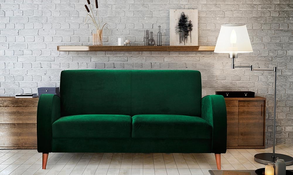 Sofá BRAHMS en color verde, 2 plazas, para aportar un toque de dinamismo a cualquier salón colores de sofas
