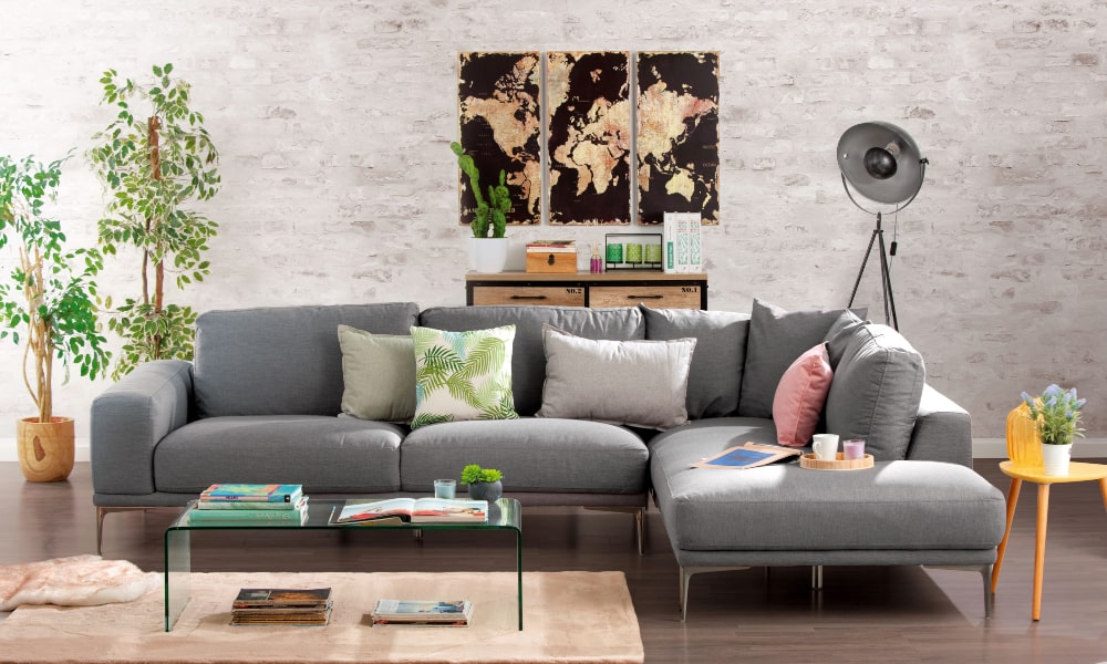Rinconera derecha MIAMI con revestimiento en tela colores de sofas