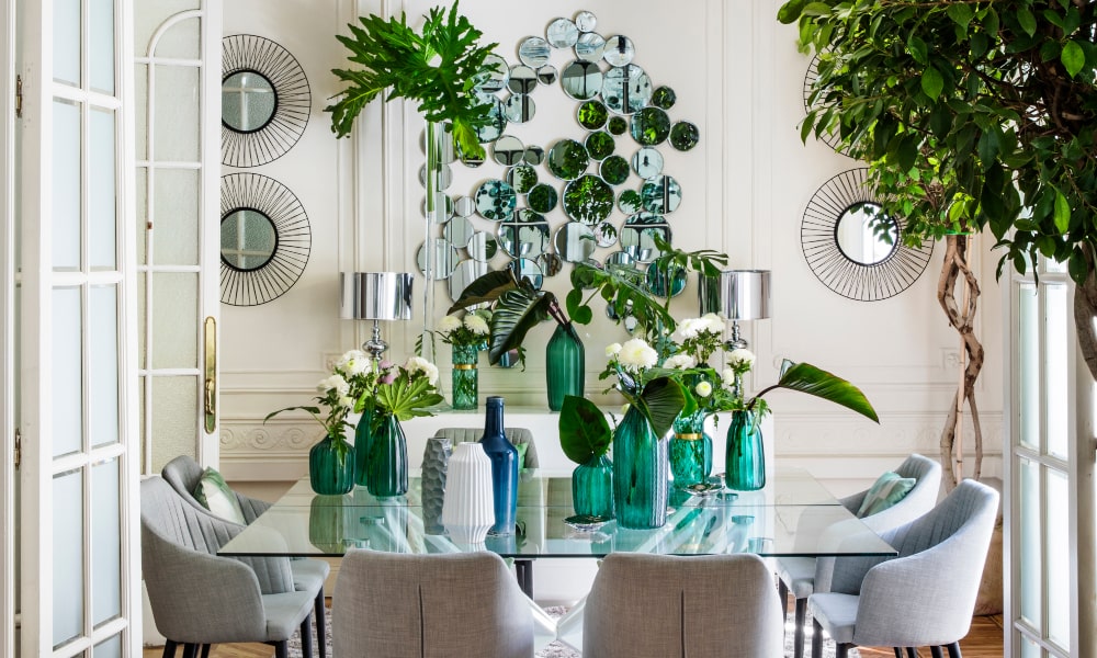 Comedor con combinación de espejos en pared decoracion con espejos