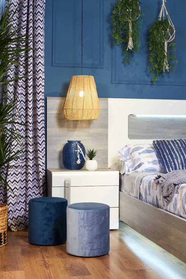 Cabecero TIZZIANO en color blanco brillo y roble gris decoracion dormitorio juvenil femenino