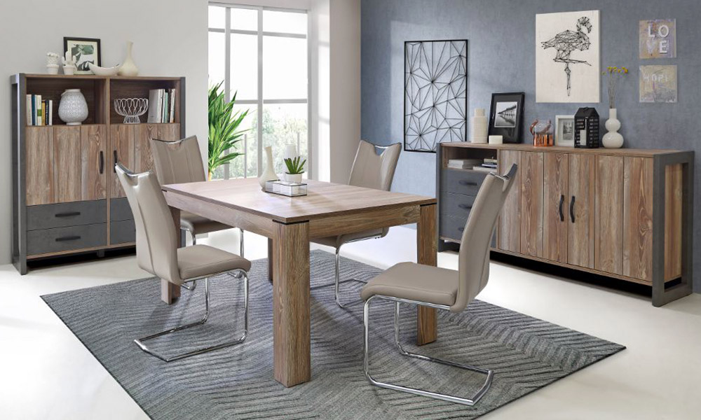El tono claro prevalece en esta colección de salón INDUSTRY, ¡tan lleno de luz! combinar muebles de distintos colores