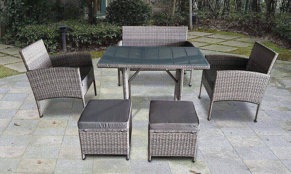 Mobiliario completo para jardín con mesa y sofá los sofas mas comodos del mercado
