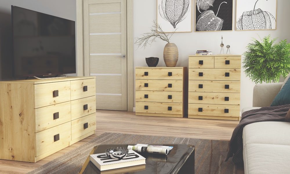 Colección SEATTLE en color artisan y negro. Con estos muebles auxiliares es posible complementar y decorar cualquier espacio de tu casa. como quitar la humedad de las paredes
