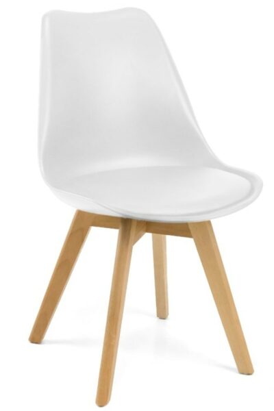 silla con respaldo blanco y patas de madera con diseño de estilo nórdico casas nordicas decoracion